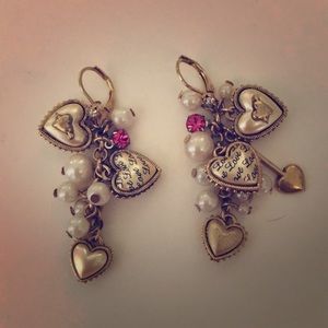 Betsey Johnson Heart Dangle Earrings